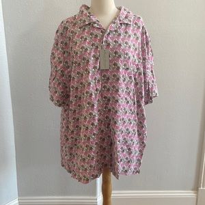 Daniel‎ Cremieux Leaf Print Linen Blend Short Sleeve Shirt Size XXL NEW